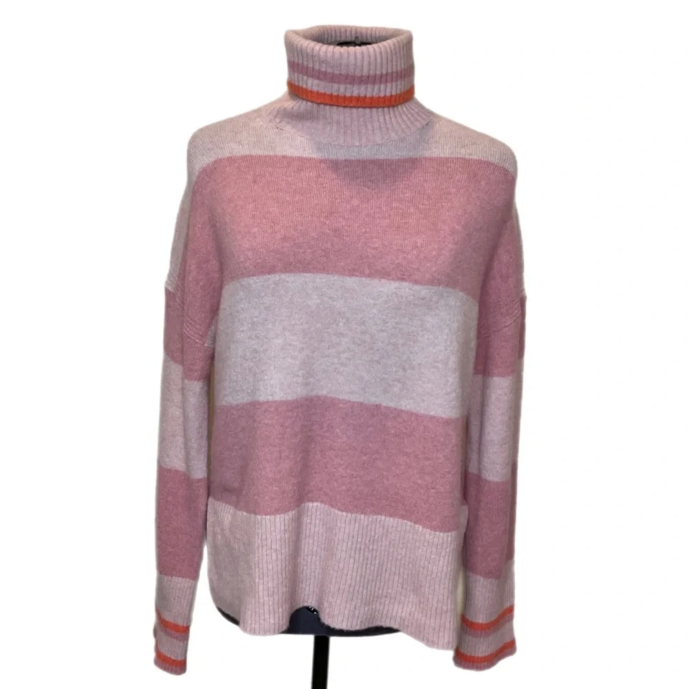 J. Crew Striped Wool Blend Turtleneck Sweater Supersoft Yarn